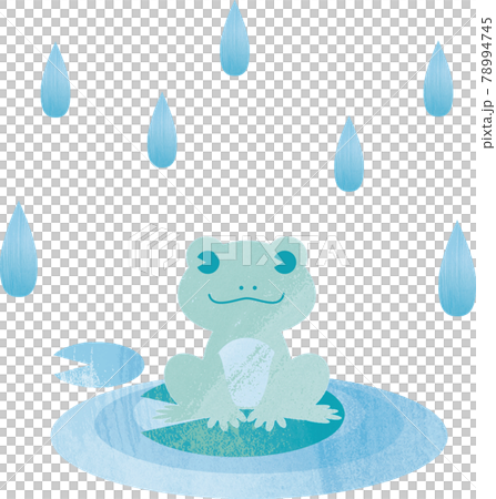 梅雨 夏 カエル かえる 蛙 ファンシー 水彩タッチ かわいい おしゃれ イラスト素材のイラスト素材