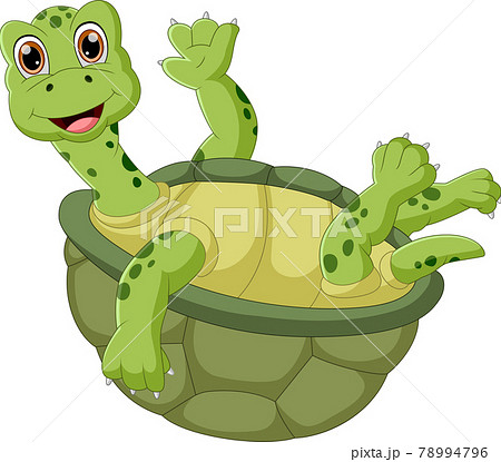 cartoon cute turtle waving 78994796