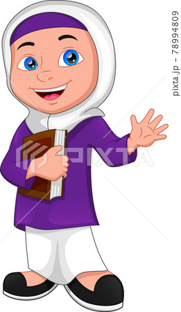 happy muslim girl cartoon waving happy muslim girl cartoon waving 78994809