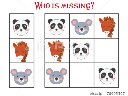 Sudoku game for children with pictures. Kids activity sheet. cute African animals Sudoku game for children with pictures. Kids activity sheet. cute African animals 78995507