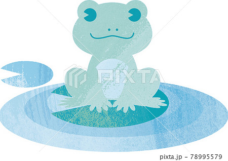 梅雨 夏 カエル かえる 蛙 ファンシー 水彩タッチ かわいい おしゃれ イラスト素材のイラスト素材