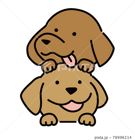 二匹のダックスフントのアイコン風イラストのイラスト素材