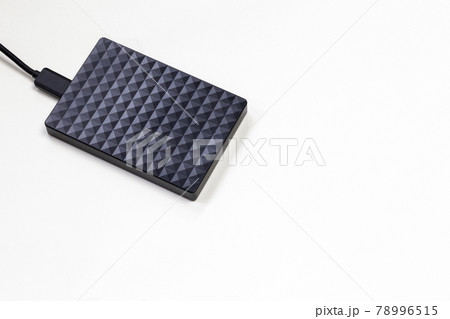 External hard disk drive isolated on white background, modern design for storage computer, laptop. Copy space,top view 78996515