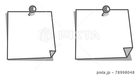 メモ用紙を押しピンで壁に留めているイラスト メモ用紙を押しピンで壁に留めているイラスト 78998048
