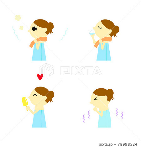 風呂上がりの女性 まとめ髪 のイラスト素材