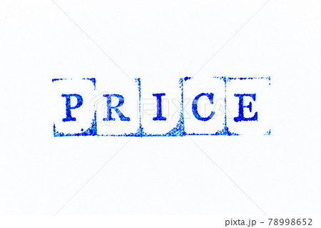 Blue color ink rubber stamp in word price on white paper background 78998652
