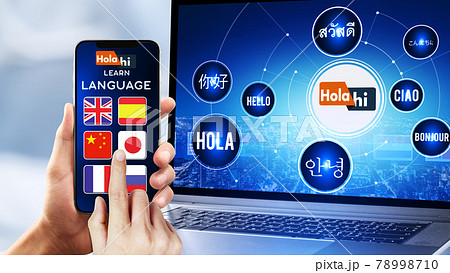 Learning Foreign Language Learning New Language Using Mobile App on Smartphone 78998710