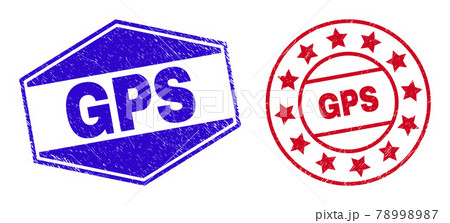 GPS Grunge Watermarks in Round and Hexagonal Formsのイラスト素材 [78998987 ...
