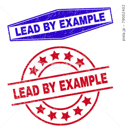 LEAD BY EXAMPLE Grunge Watermarks in Round and Hexagon Shapes 79002402