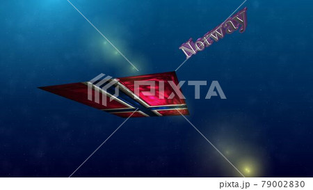 宇宙を飛行するNorwayの国旗とテキスト6-3-1 79002830
