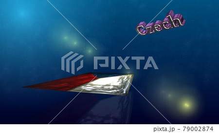 宇宙を飛行するCzechの国旗とテキスト6-1-1 79002874