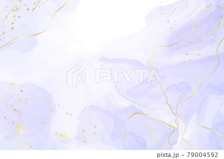 Abstract luxury lavender liquid watercolor background with golden cracks. Pastel violet marble alcohol ink drawing effect. Vector illustration design template for wedding invitation Abstract luxury lavender liquid watercolor background with golden cracks. Pastel violet marble alcohol ink drawing effect. Vector illustration design template for wedding invitation 79004592