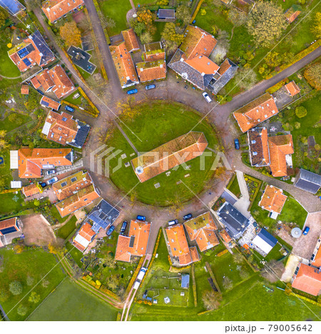 Aerial view of historic village of Niehove 79005642