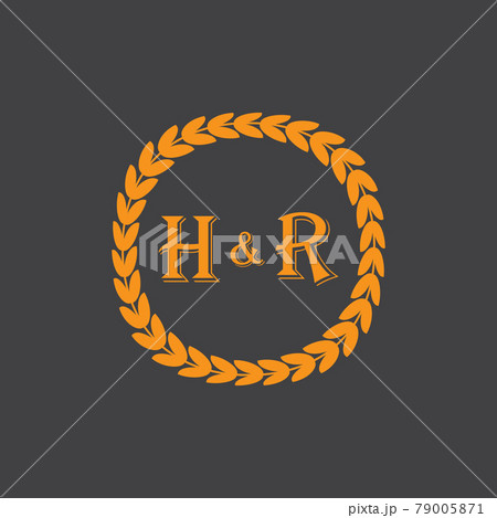 gold laurel whreat wedding initial vector image 79005871