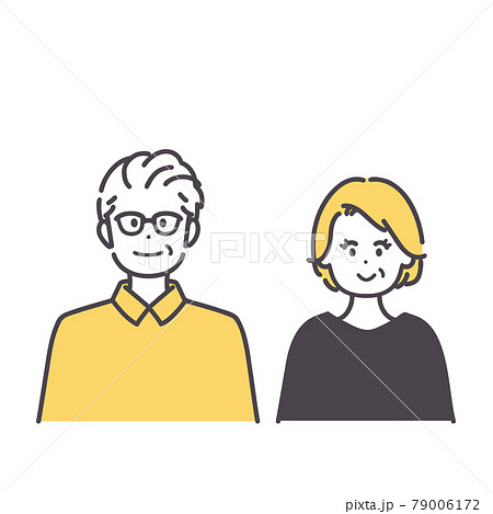 シニア男女のシンプルなイラスト 79006172