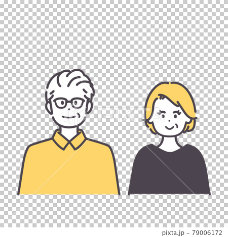 シニア男女のシンプルなイラスト 79006172