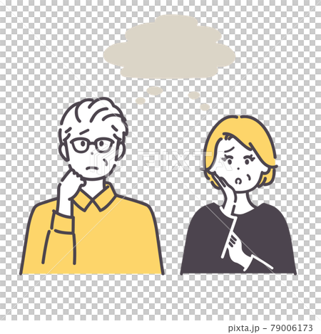 困っているシニア男女のアイコンイラスト 困っているシニア男女のアイコンイラスト 79006173