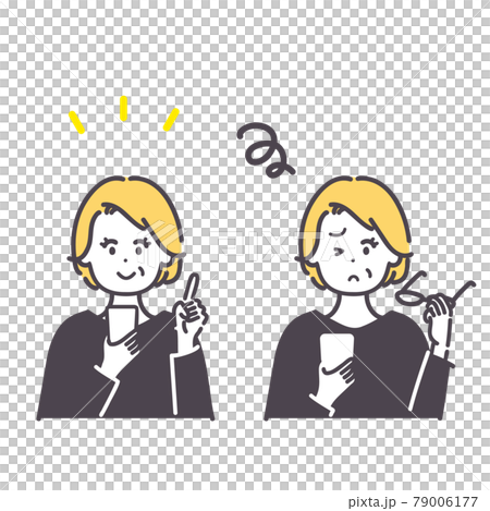 スマートフォンを使うシニア女性のイメージイラストのイラスト素材