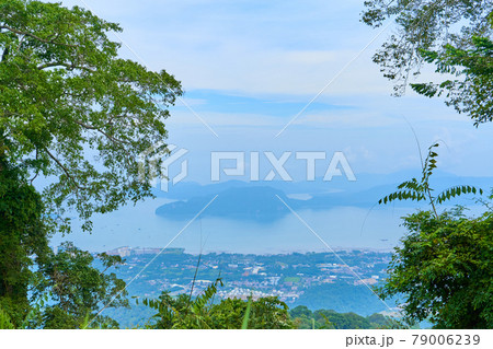 Natural landscape. Tropical island in Malaysia. Mountain jungle nature view from high viewpoint Natural landscape. Tropical island in Malaysia. Mountain jungle nature view from high viewpoint 79006239