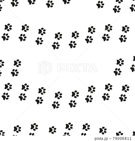 Animal footprint seamless pattern. Footprints of a cat Animal footprint seamless pattern. Footprints of a cat 79006811