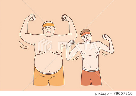 Thick and thin athletes concept. 79007210