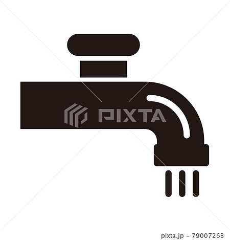 シンプルな蛇口のアイコン/白背景 79007263