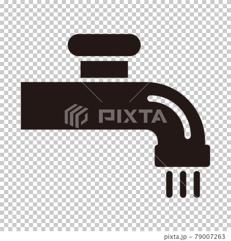 シンプルな蛇口のアイコン/白背景 79007263