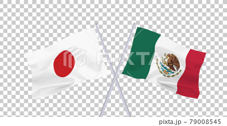 日本とメキシコ合衆国の国旗のイラスト素材