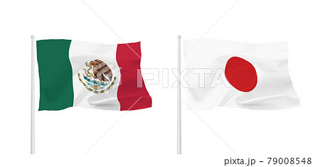 日本とメキシコ合衆国の国旗のイラスト素材 日本とメキシコ合衆国の国旗のイラスト素材