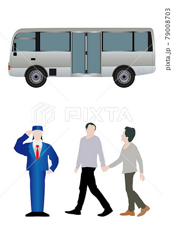 送迎バスと老夫婦 79008703