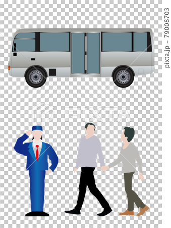 送迎バスと老夫婦 79008703