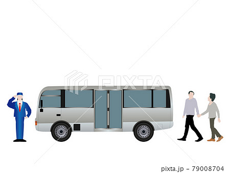送迎バスと老夫婦 79008704