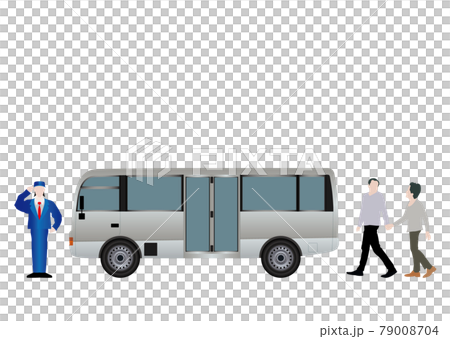 送迎バスと老夫婦 79008704