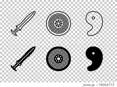Icon set of three sacred treasures: line and paint 79008773