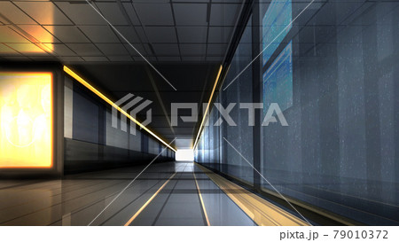 無機質な駅の通路 雨 のイラスト素材