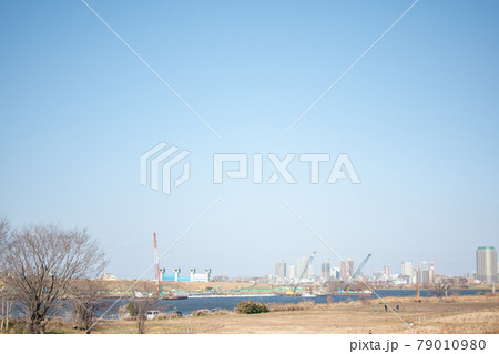 鹿浜橋からの荒川河川敷／東京都足立区新田 79010980