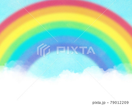かわいい絵画風の虹と空 複数のバリエーションがありますのイラスト素材