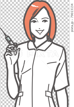 注射器を持つ看護師 注射器を持つ看護師 79013134