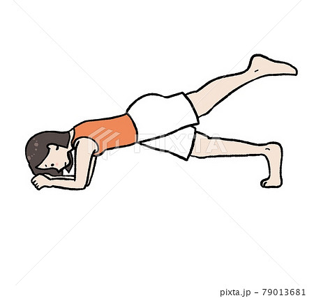 体幹トレーニングのイラスト フロントブリッジの片足上げのイラスト素材