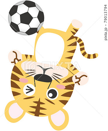 22年 年賀状デザイン 寅年 寅04 スポーツ サッカー ボール オーバーヘッドキック 寅さん のイラスト素材