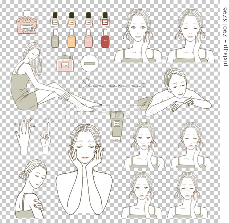 Beauty skin care women's illustration set Beauty skin care women's illustration set 79013796