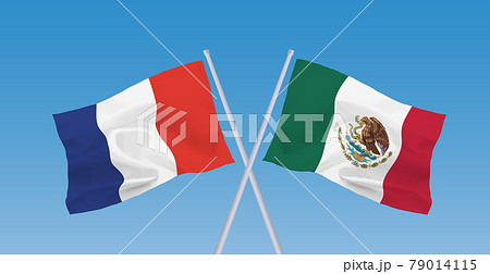 フランスとメキシコ合衆国の国旗のイラスト素材