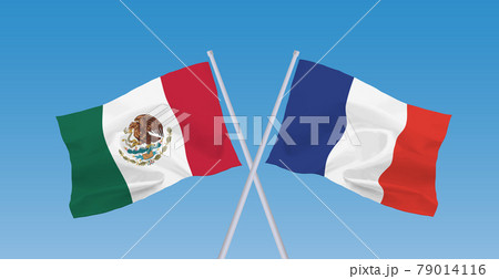 フランスとメキシコ合衆国の国旗のイラスト素材
