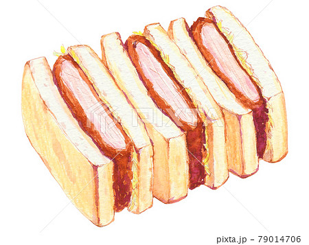 手描き飲食メニュー カツサンドのイラスト素材