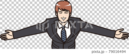 Businessman who spreads both hands ② Bird's-eye view 79016494