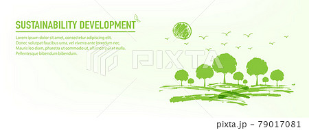 Banner for Eco friendly, Sustainable and World Environment day with water brush piant 79017081