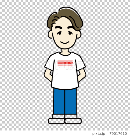 シンプルでゆるい男性の全身イラストのイラスト素材