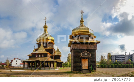 Wooden church in Sergeevka resort, Ukraine 79017779