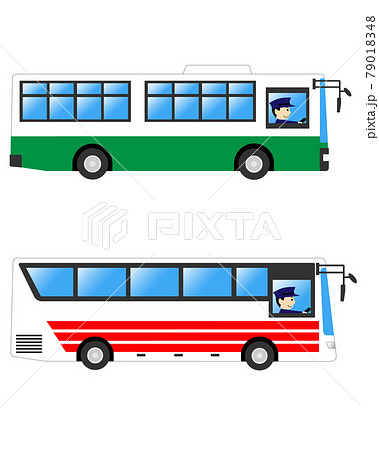 バスを運転する男性運転手のイラスト素材