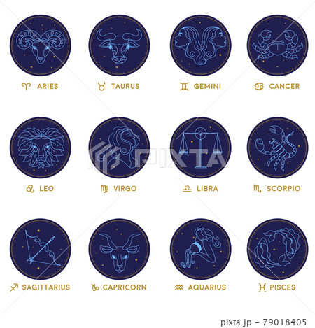 Zodiac signs, horoscope and astrological symbols Zodiac signs, horoscope and astrological symbols 79018405
